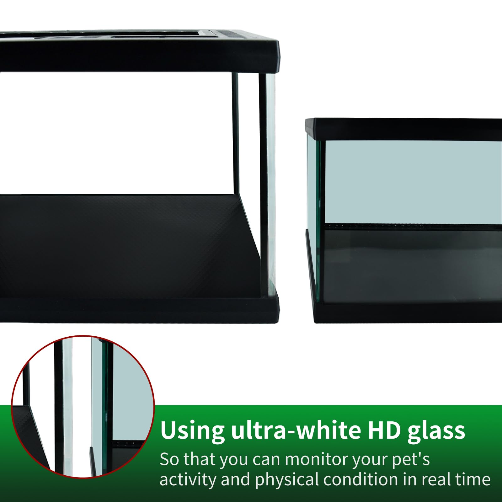 Waazoorep reptile glass terrarium metal top closeup shows durability.