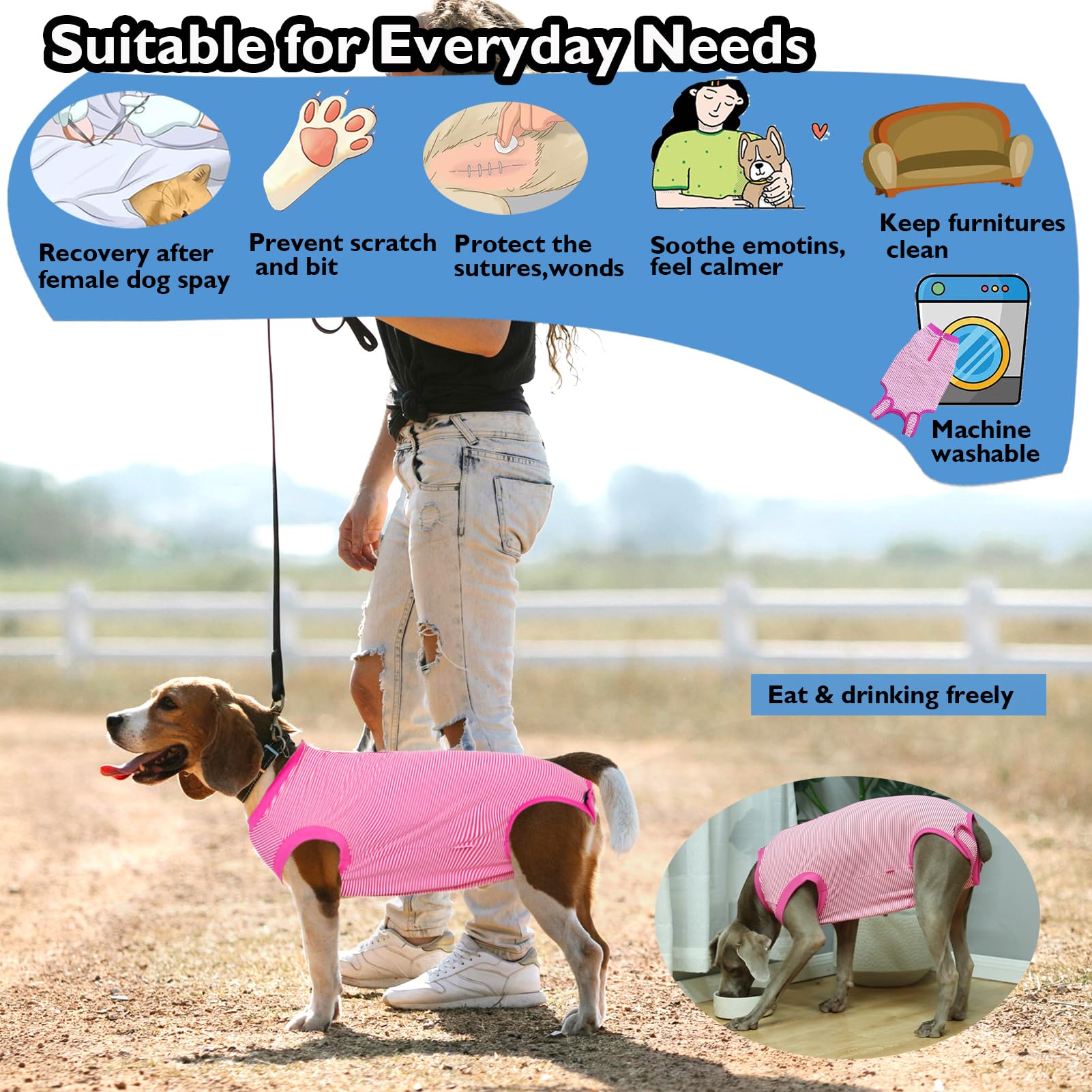 Wabdhaly dog cone alternative keeps dogs comfortable while healing and eating