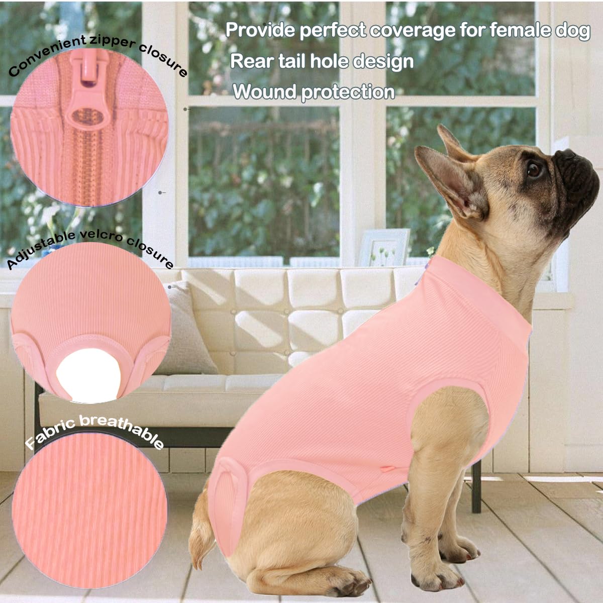 Wabdhaly dog recovery suit potty design enables easy female potty breaks.