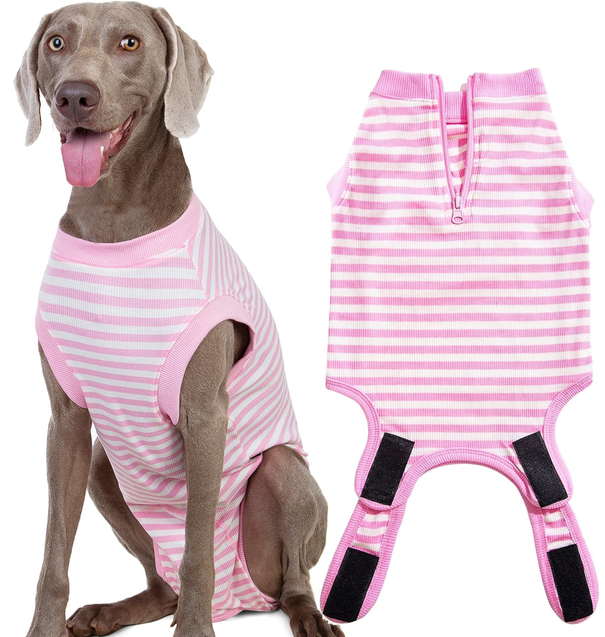 Wabdhaly recovery suit with cone-alternative zipper protects incisions during healing