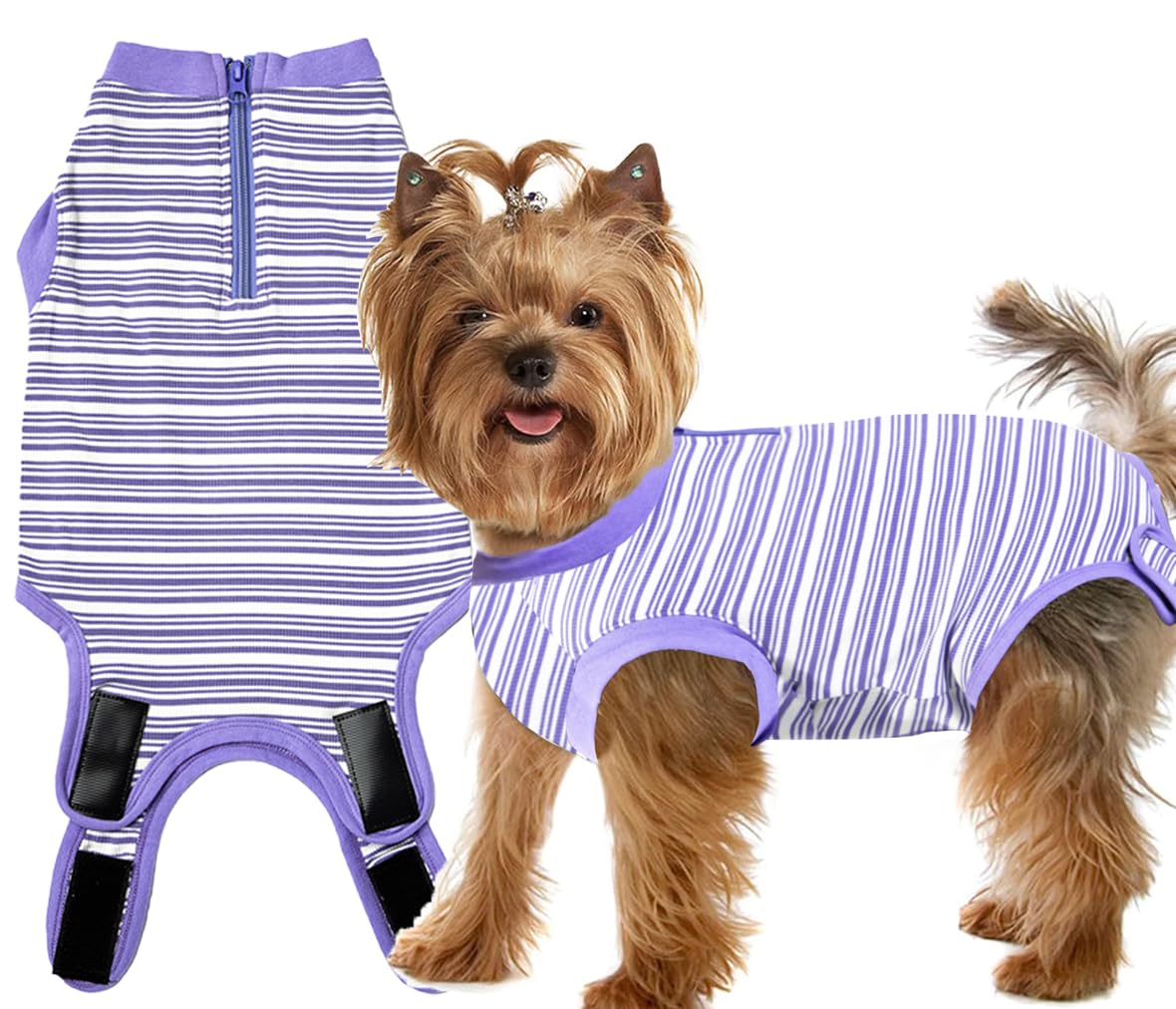 Wabdhaly recovery suit demonstrates cone-alternative design for post-surgery comfort.