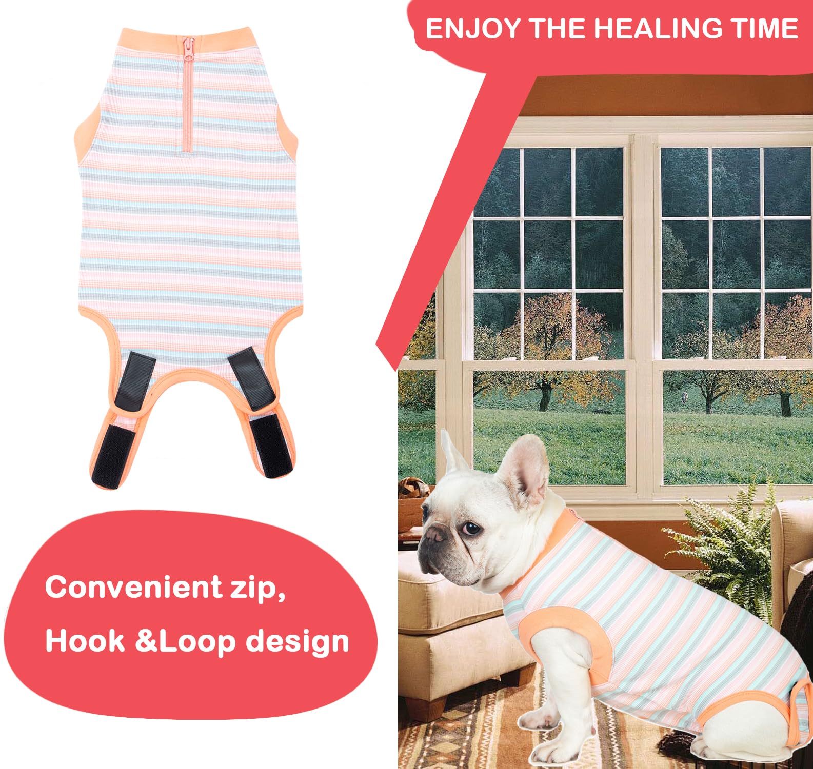 Wabdhaly recovery suit cone-alternative image shows freedom to play and eat