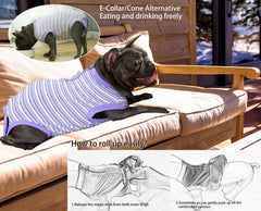 Wabdhaly cone-alternative recovery suit allows eating and play without restriction