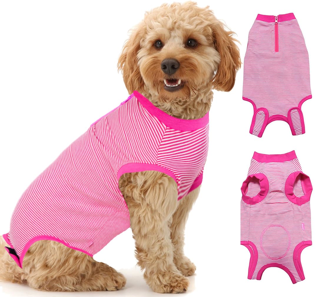 Wabdhaly recovery suit for dogs zipper closeup showing easy wear and quiet operation