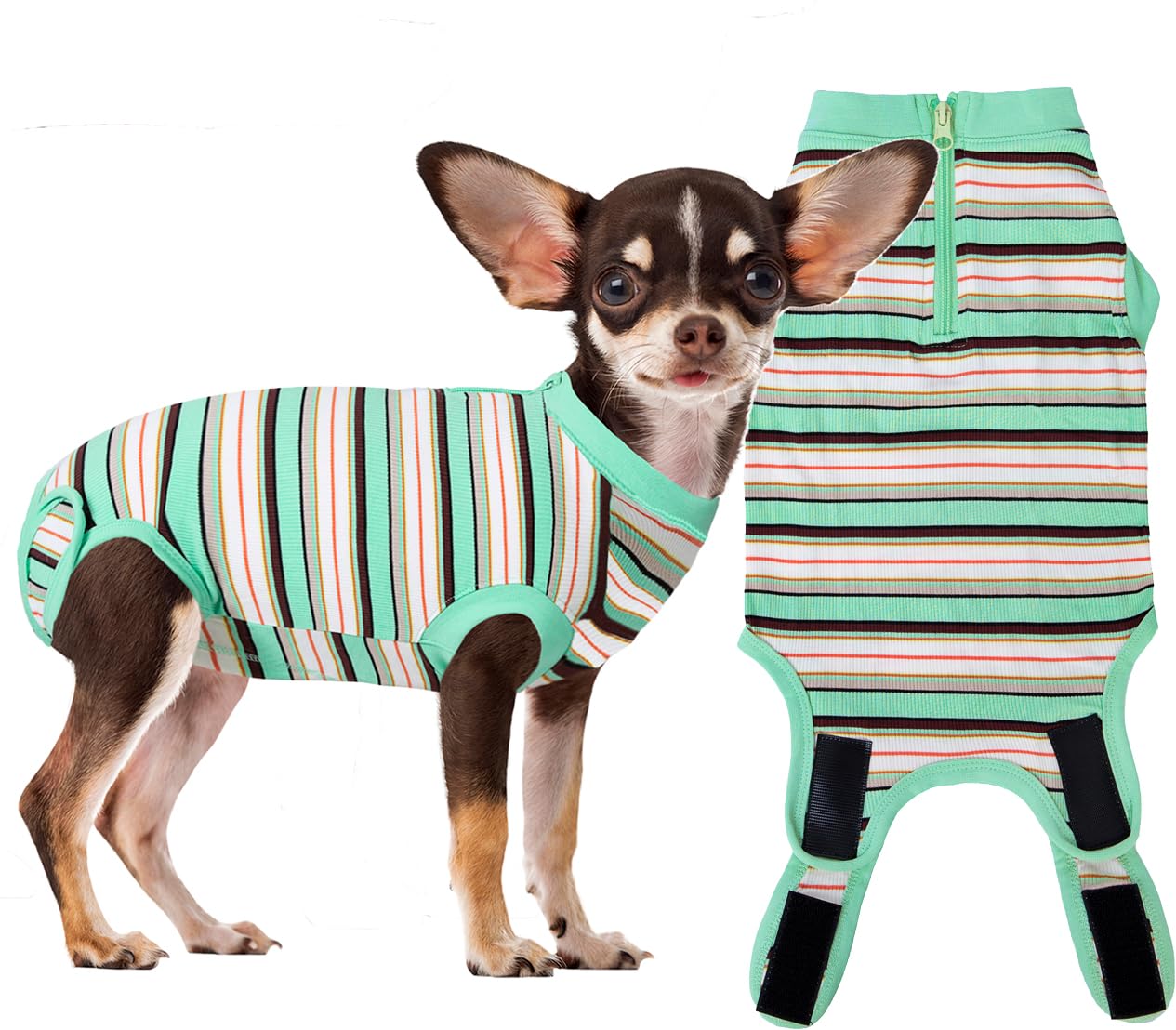 Wabdhaly recovery suit for dogs zipper closeup with breathable fabric for comfort
