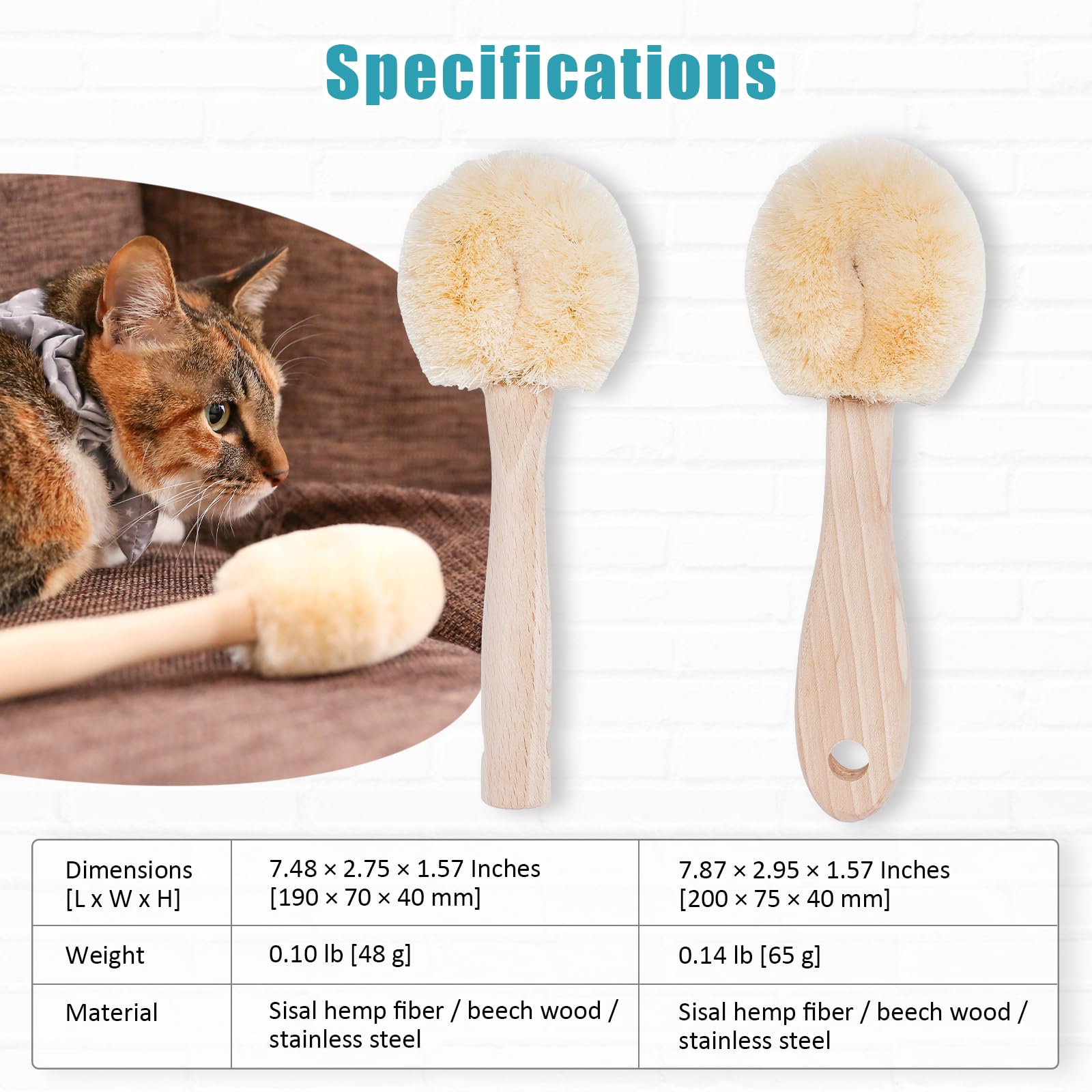 Wablade Relaxing Cat Grooming Brush dimensions 190x70 mm for precise at-home grooming