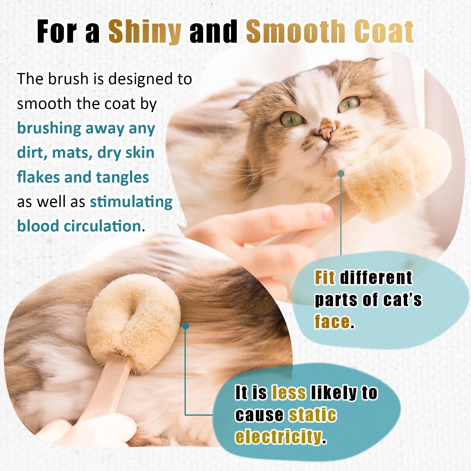 Wablade Relaxing Cat Grooming Brush massage action in use for calming grooming