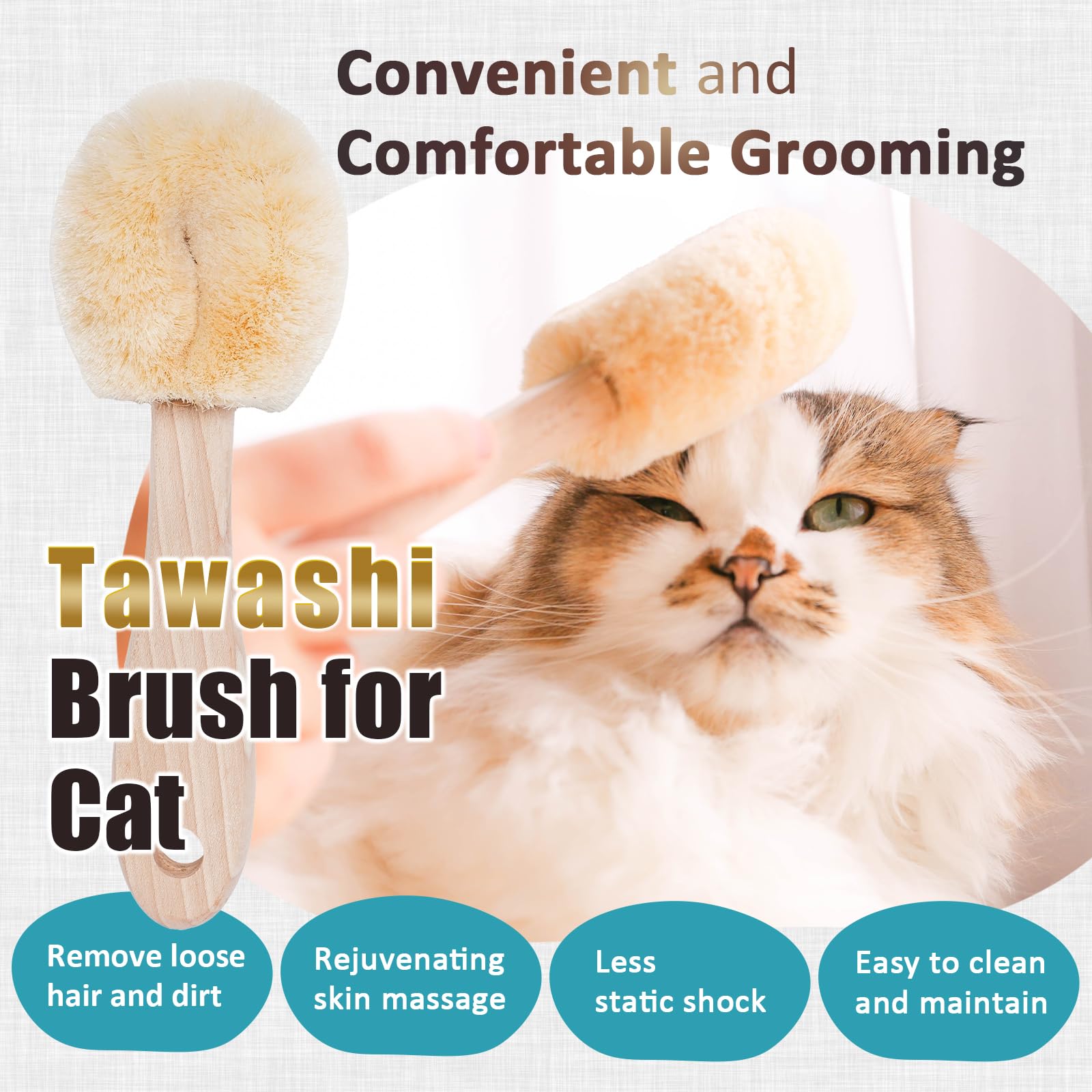 Wablade Relaxing Cat Grooming Brush side handle demonstrating ergonomic grip for daily brushing
