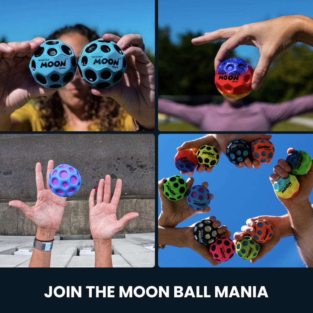 Waboba Moon Ball indoor desk play image suggests quick breaks and focus practice.