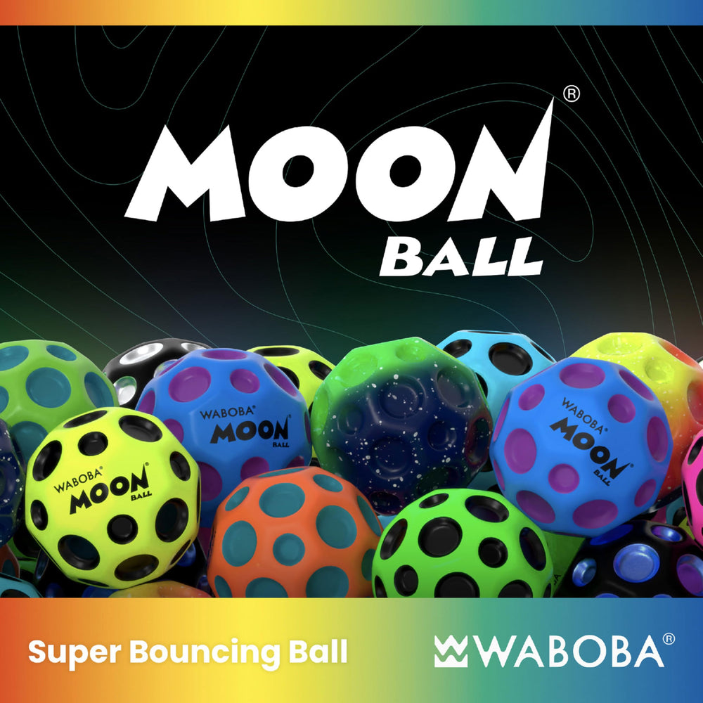 Waboba Moon Ball orange closeup crater holes highlight unique bounce potential.