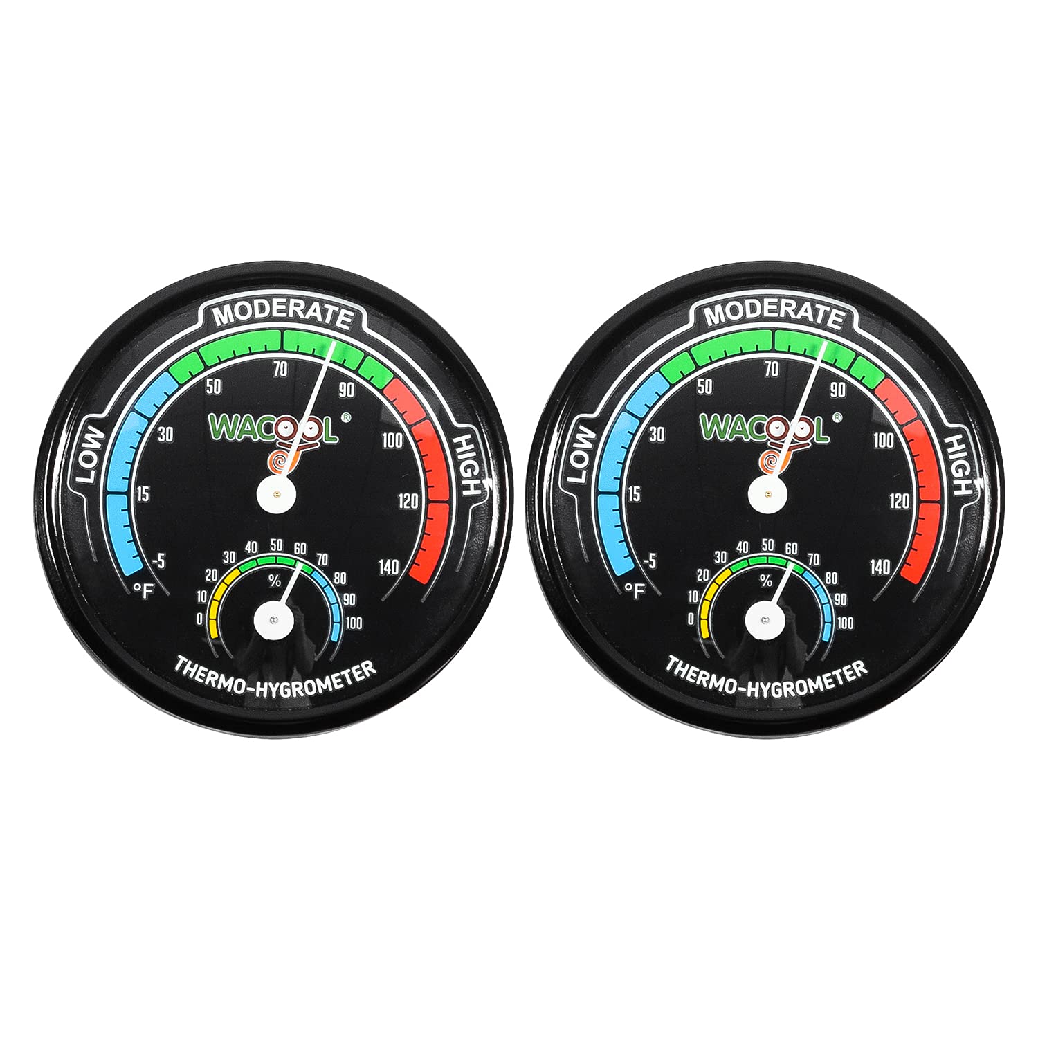 WACOOL mini analog thermometer hygrometer dial readout shows precise temp and humidity at a glance.