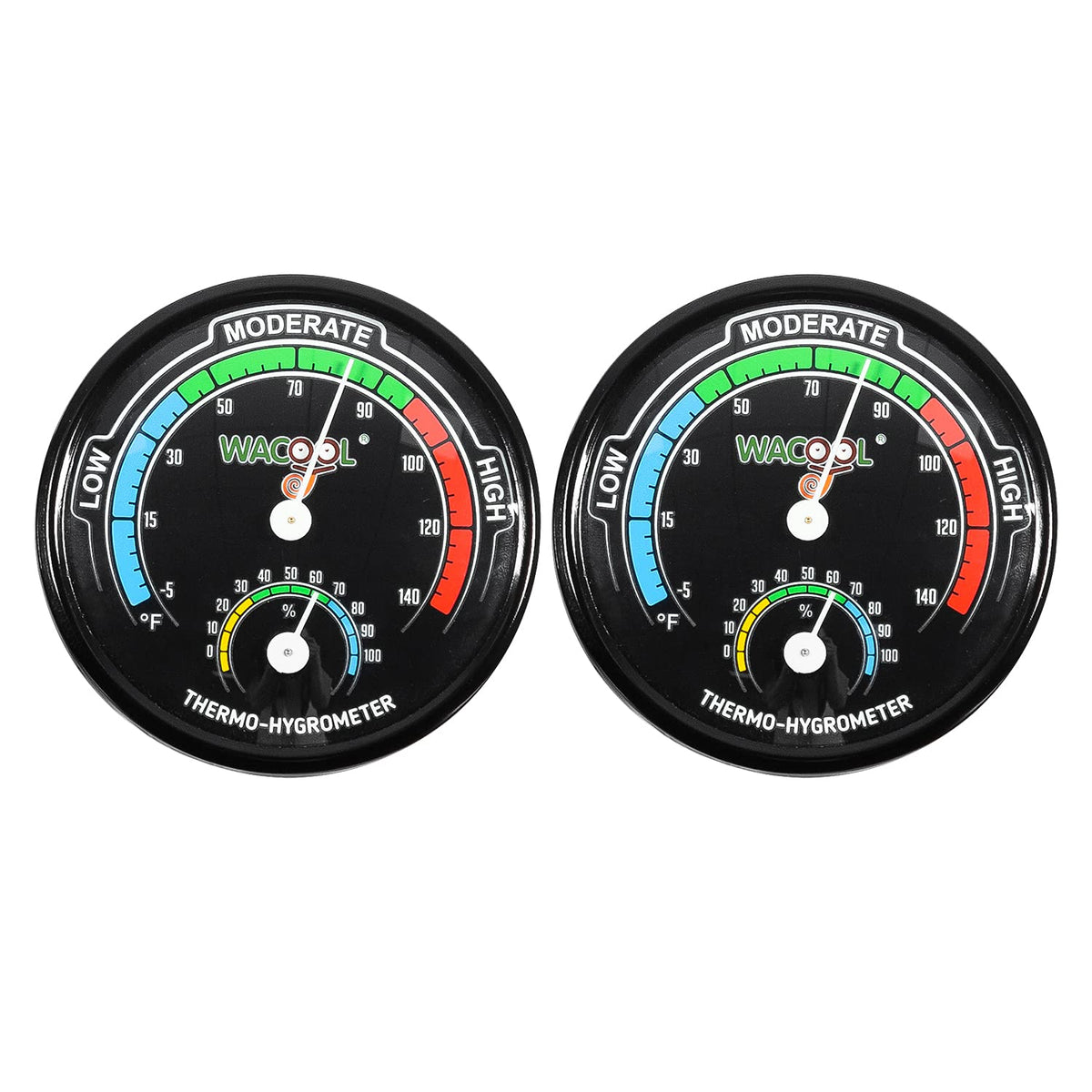 WACOOL mini analog thermometer hygrometer dial readout shows precise temp and humidity at a glance.