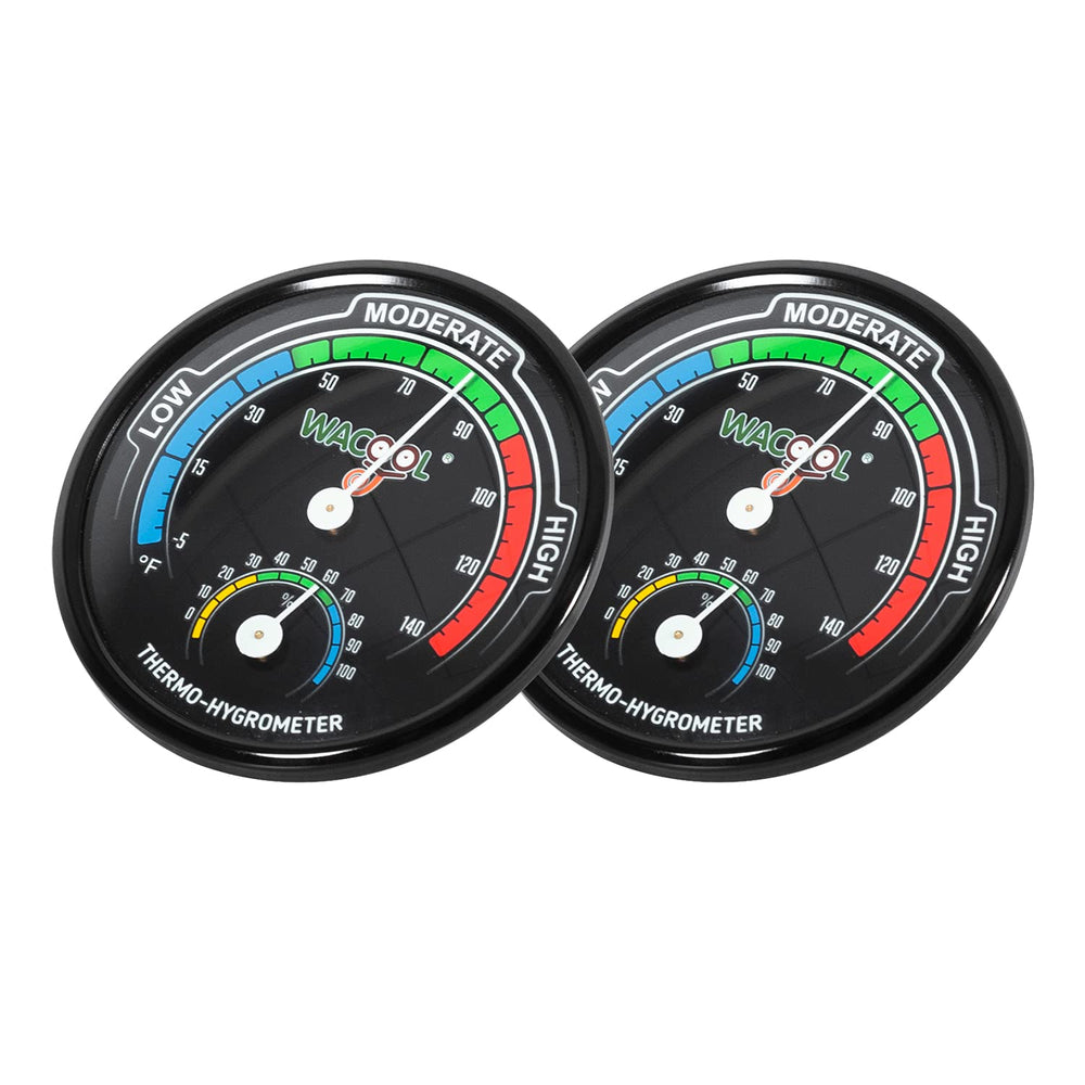 WACOOL two-pack thermometer-hygrometer provides paired readings for multiple tanks.