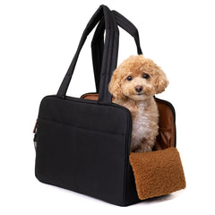 Wagfur Black Dog Purse Carrier front view shows chic design for secure transport