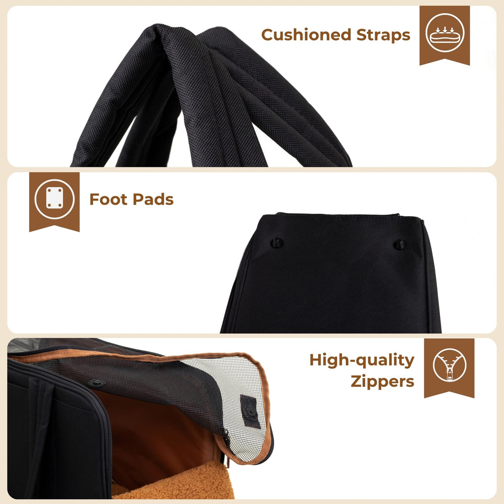 Wagfur Black Dog Purse Carrier lightweight design reduces fatigue on daily outings