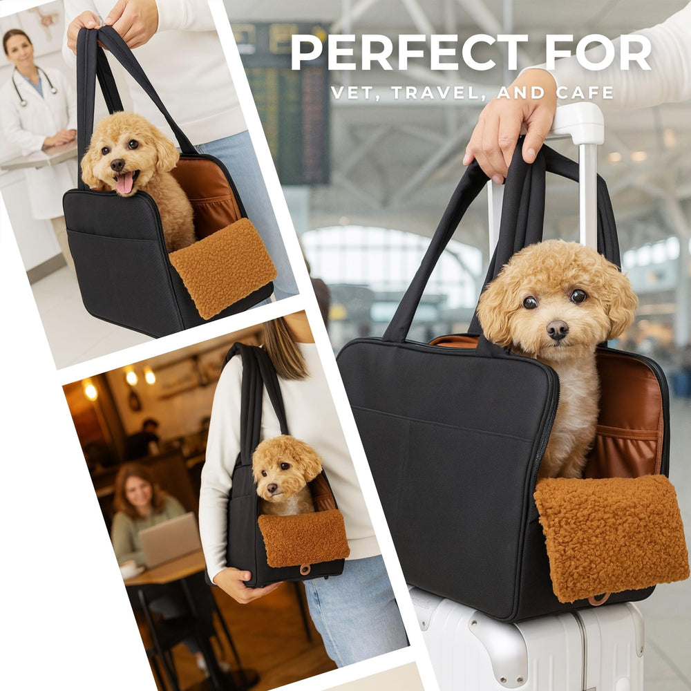 Wagfur Black Dog Purse Carrier wipeable exterior makes cleaning quick after adventures