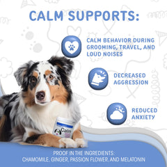 waggedy Calm with Melatonin chews closeup texture highlights soft chew for easy administration.