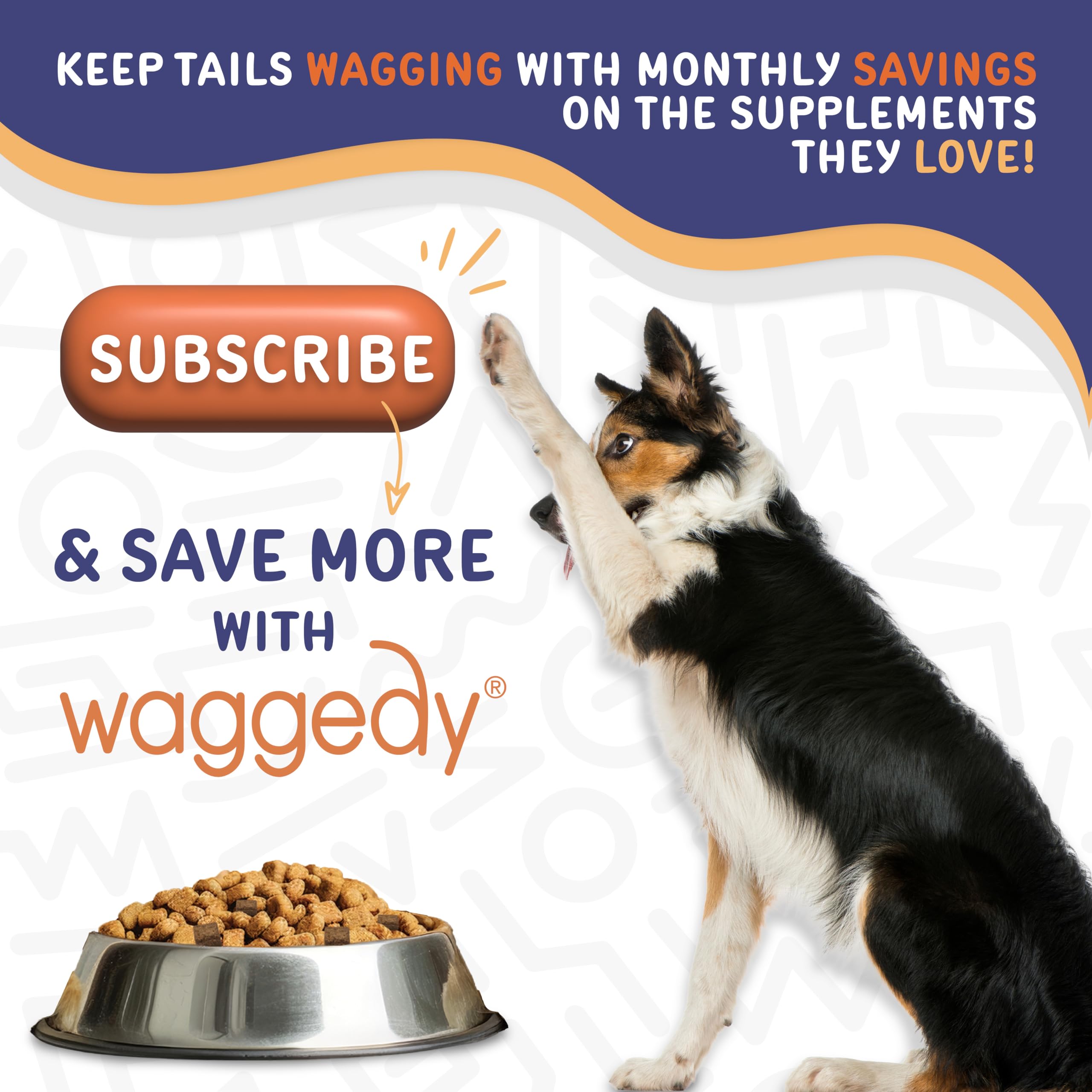 waggedy Calm with Melatonin chews in food bowl easy to mix with meals.