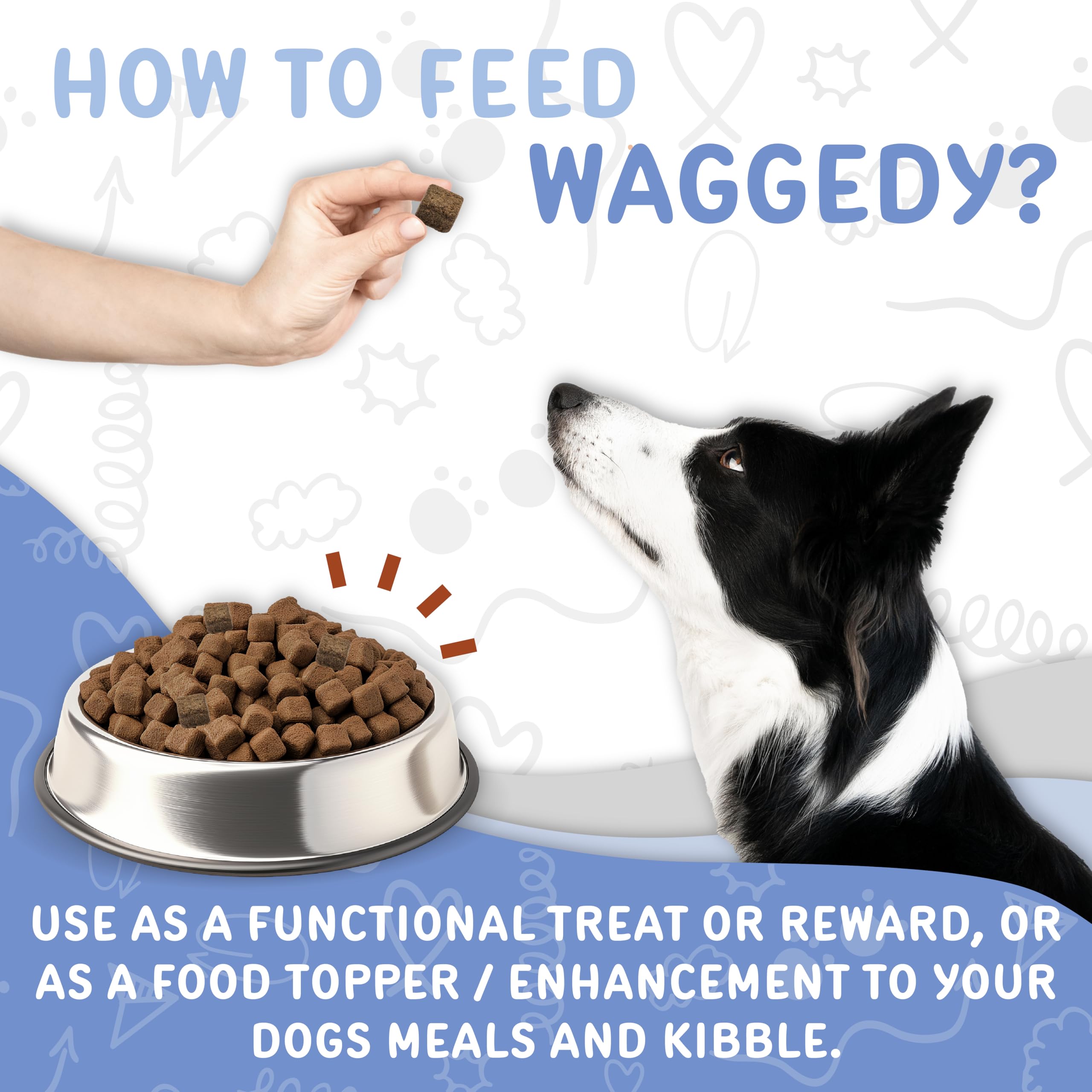 waggedy Calm with Melatonin chews travel pack ready for trips and events.