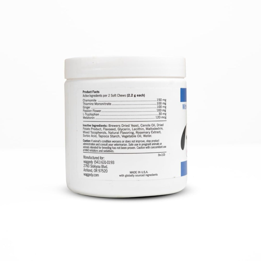 waggedy Calm with Melatonin chews USA-made facility ensures quality and safety.