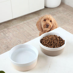 Waggo Dipper Bowl Set 2 Vintage Grey side view highlights durable ceramic construction