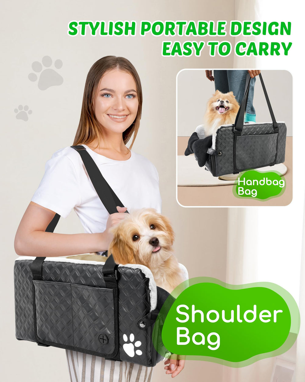 Wagjoy leather outer with plaid design wipes clean after travel.