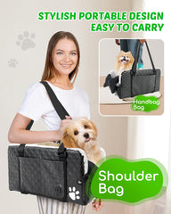 Wagjoy leather outer with plaid design wipes clean after travel.