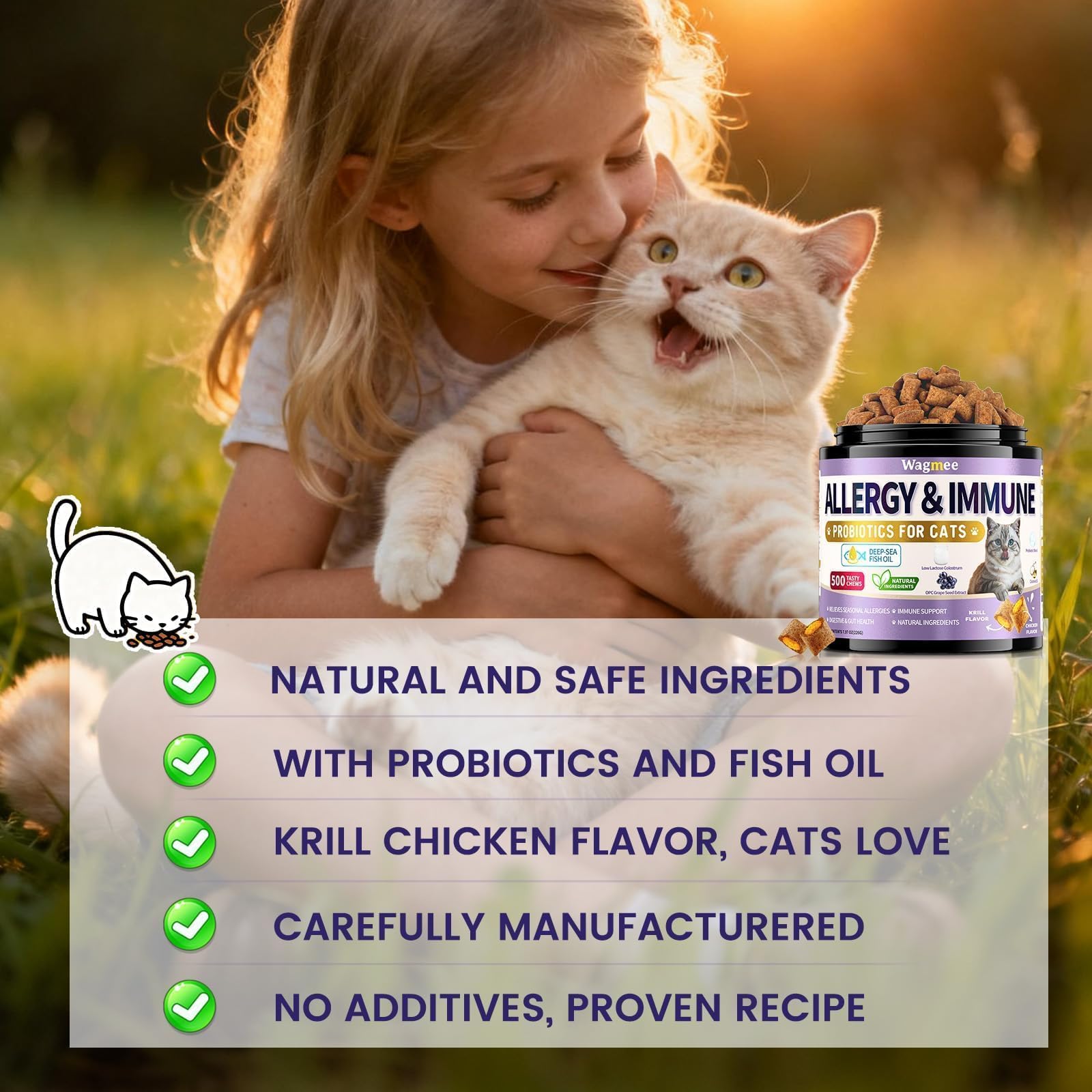 Wagmee 500 count crunchy cream chews designed for easy daily dosing.