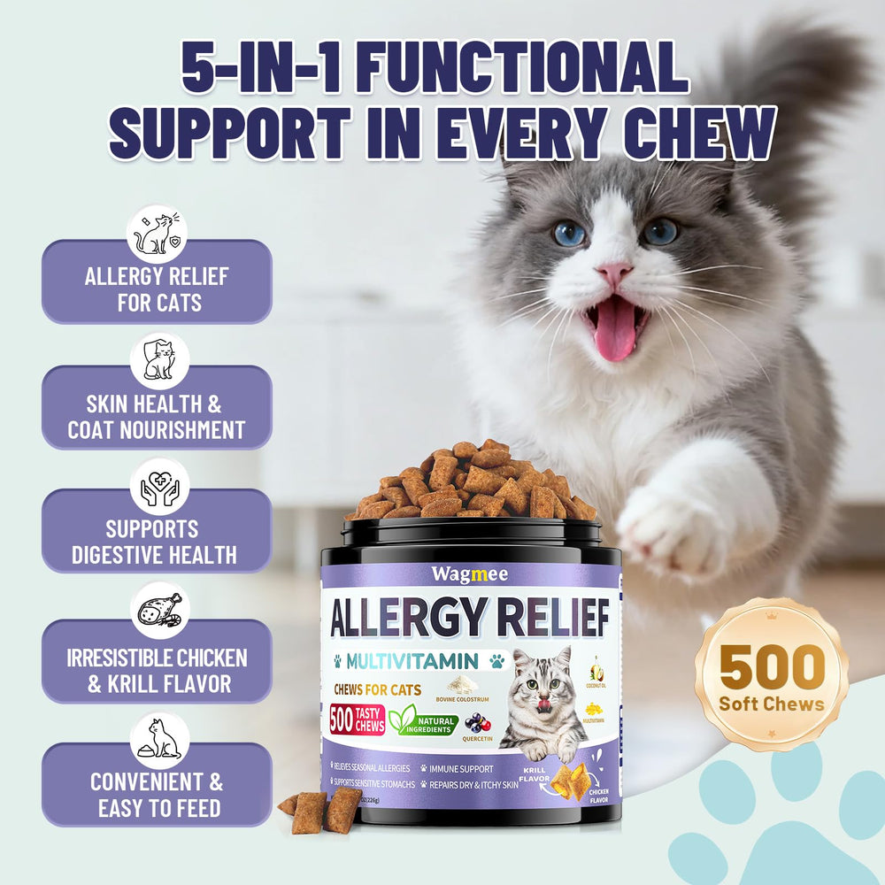 Wagmee cat allergy relief chews crunchy and creamy texture appeals to picky eaters.