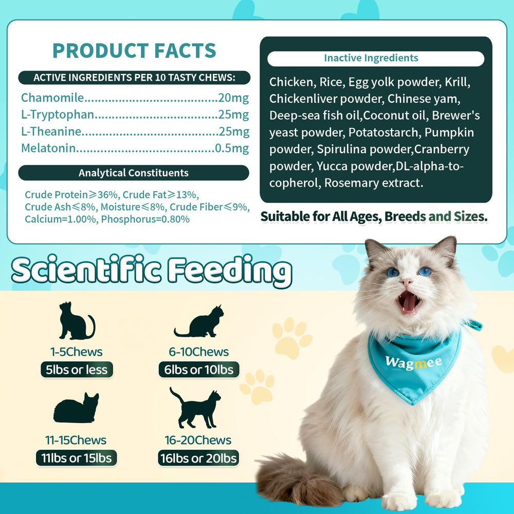 Wagmee Cat Calming Treats cat enjoying treat illustrates positive mood during home calmdowns.