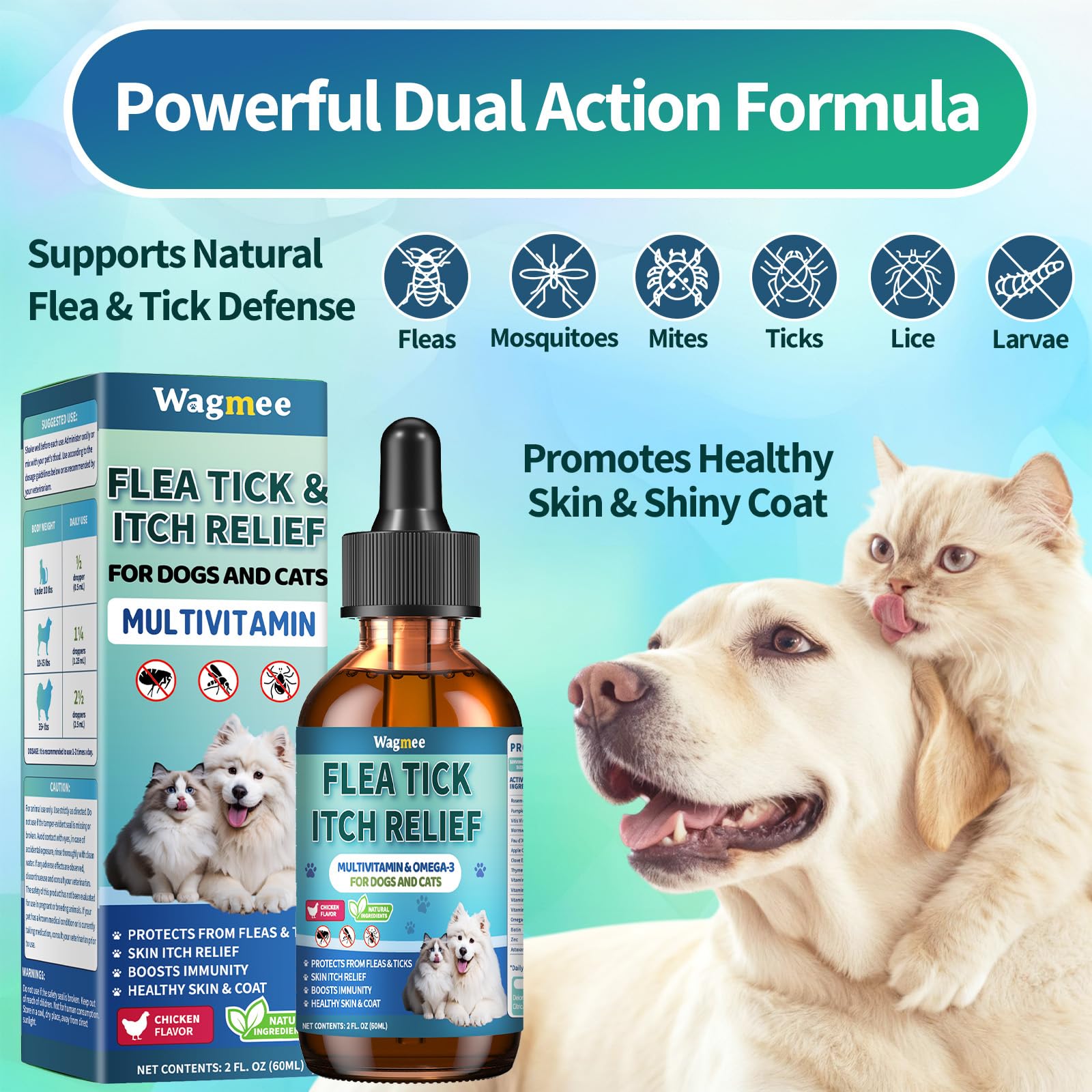 Wagmee drops pour shows easy, mess-free daily dosing