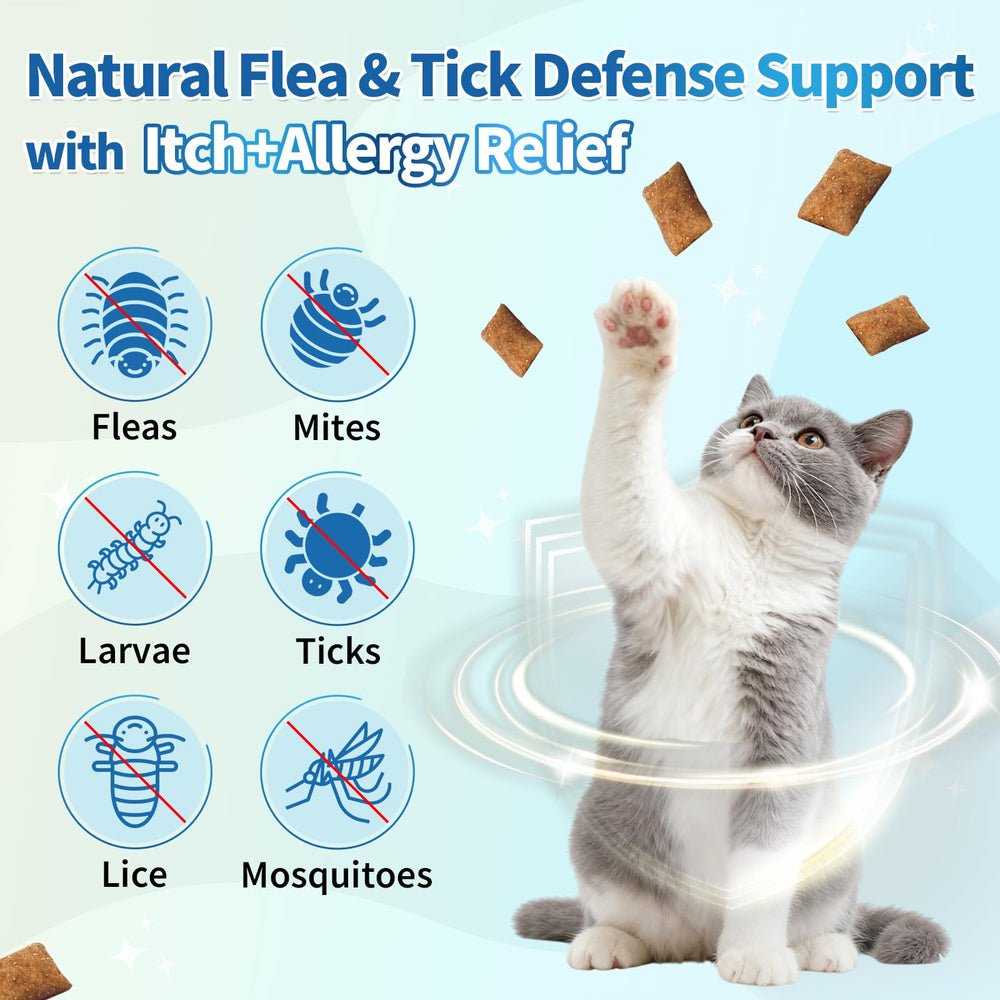 Wagmee Natural Cat Flea Chewables ingredient blend highlights brewer’s yeast and B-vitamins for daily balance