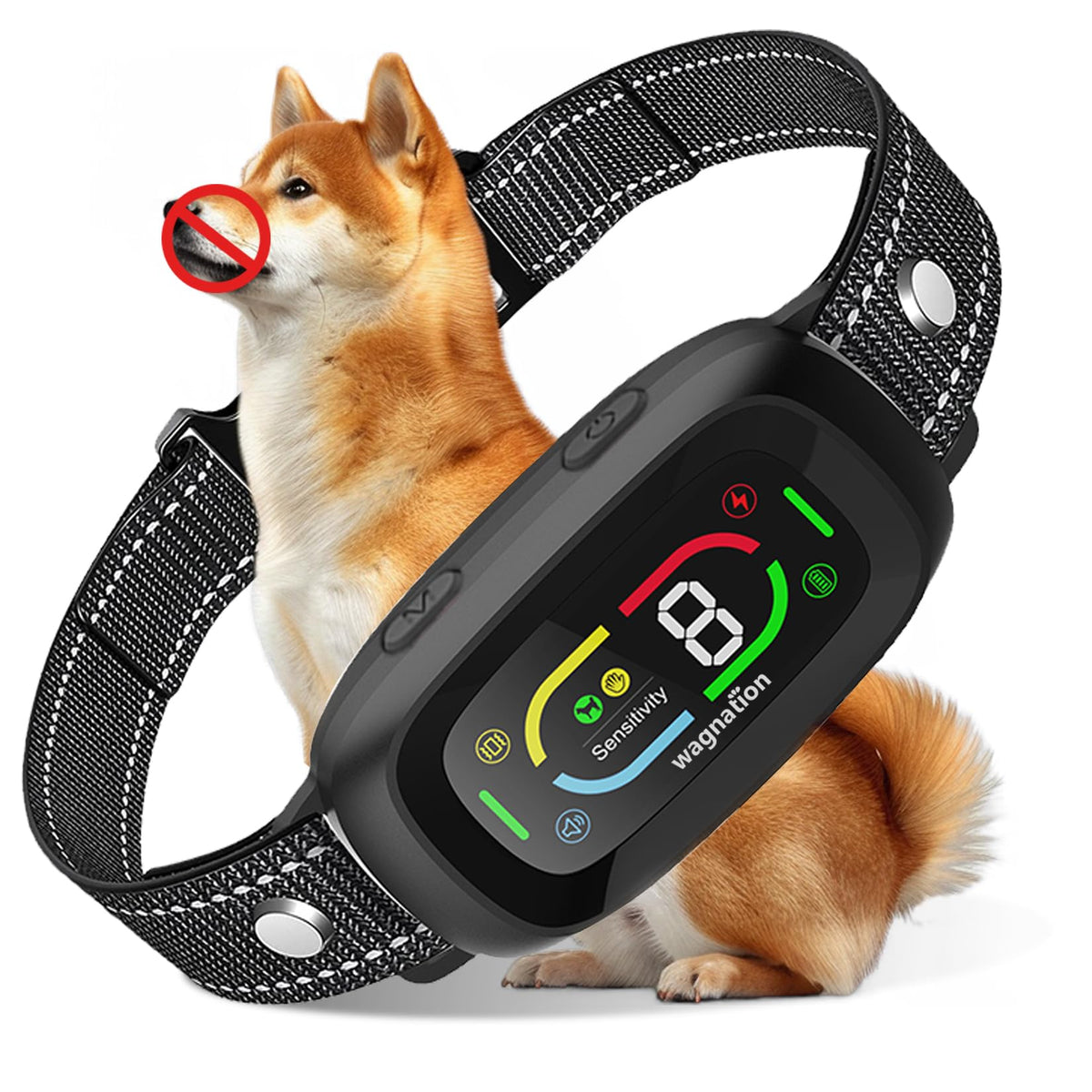 Wagnation automatic dog bark collar front view for quieter homes