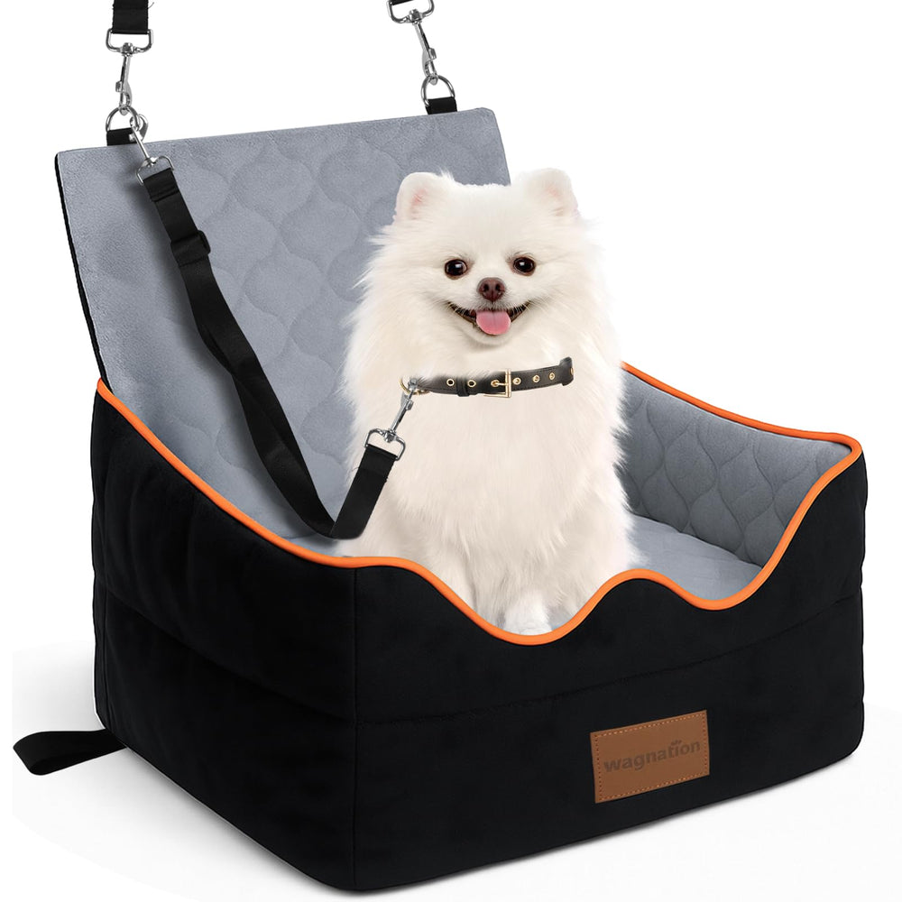 Wagnation dog car seat with elevated view improves outside visibility for small dogs on drives