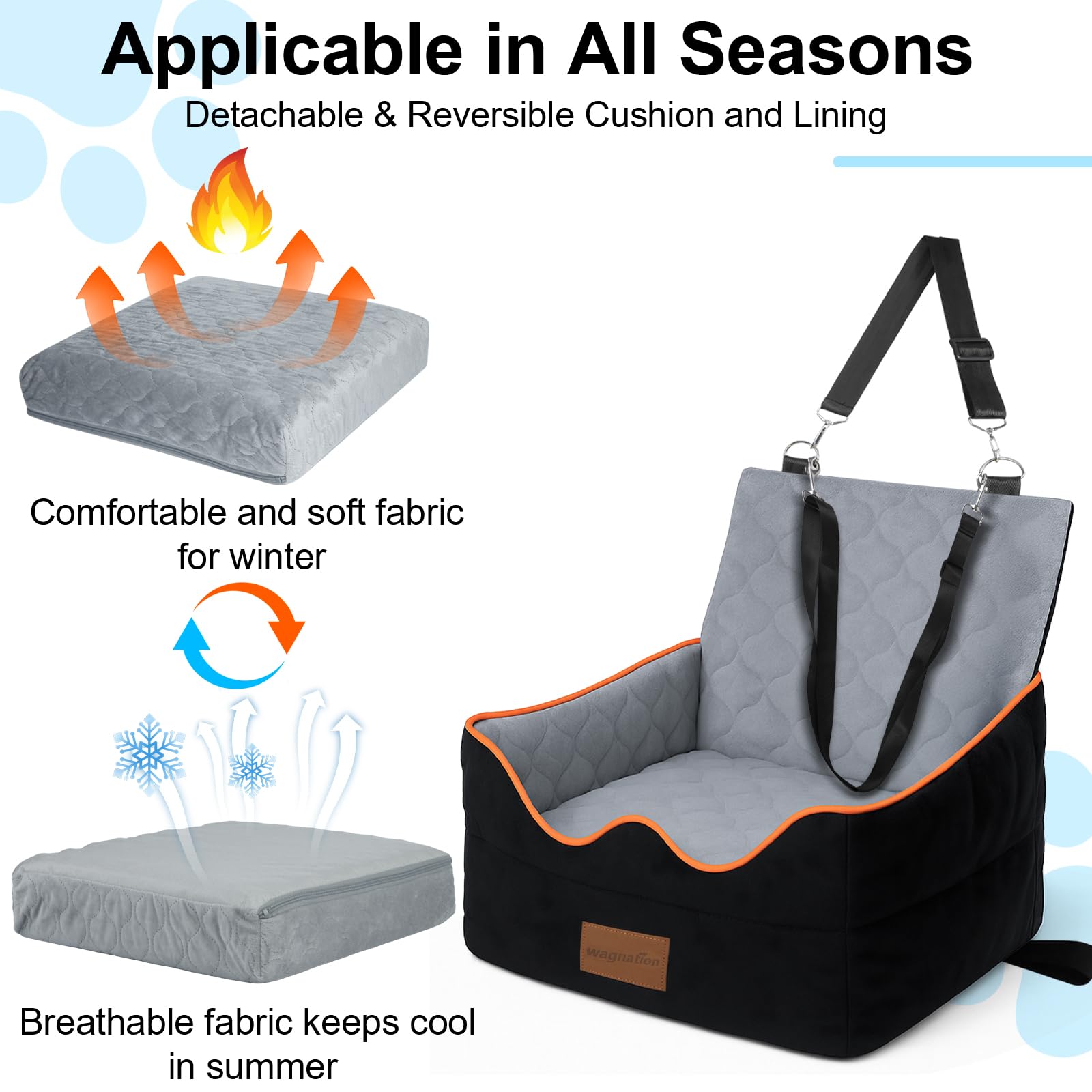 Wagnation seat storage pocket keeps treats and toys within reach
