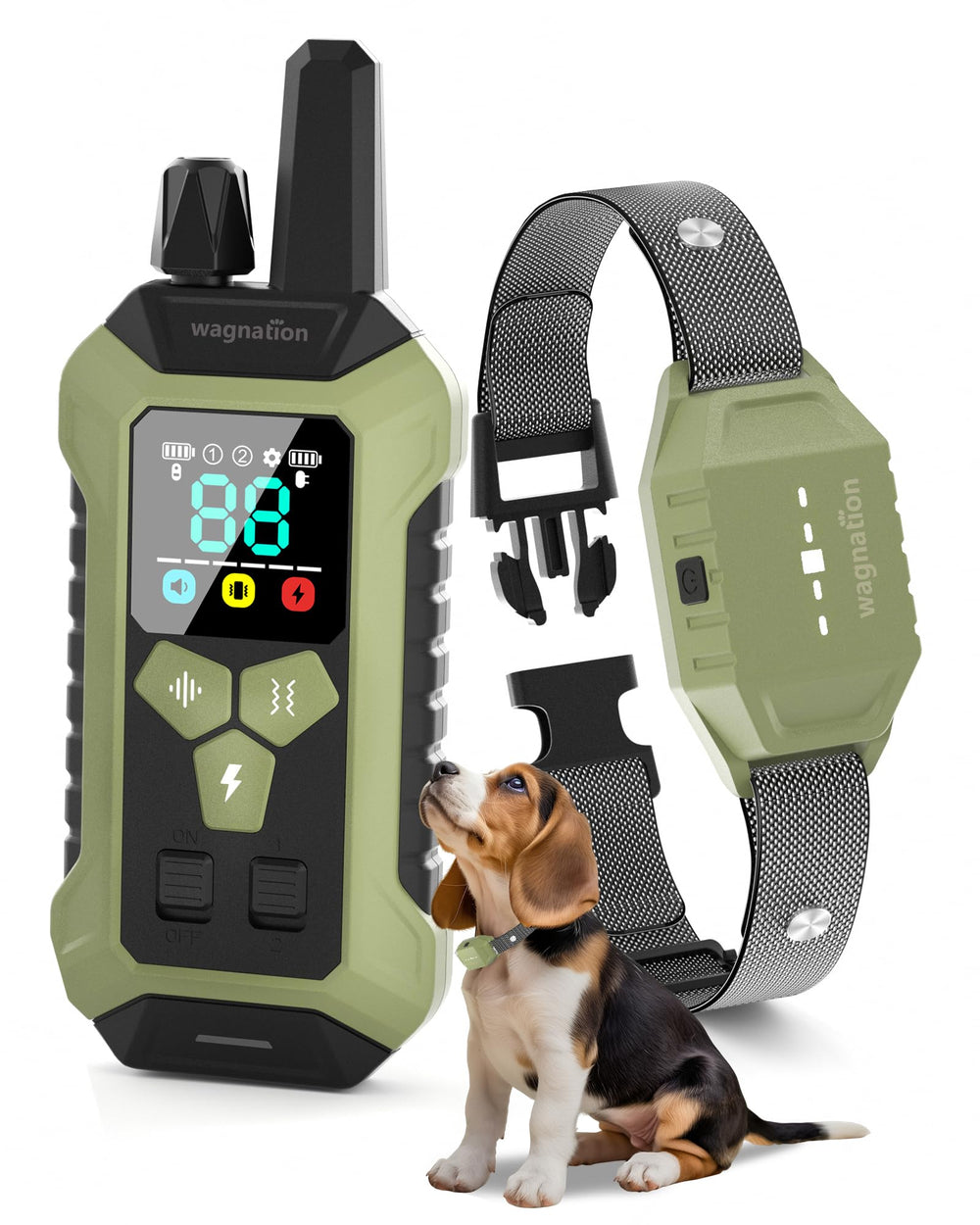 Wagnation dog shock collar with remote visible for versatile training control.