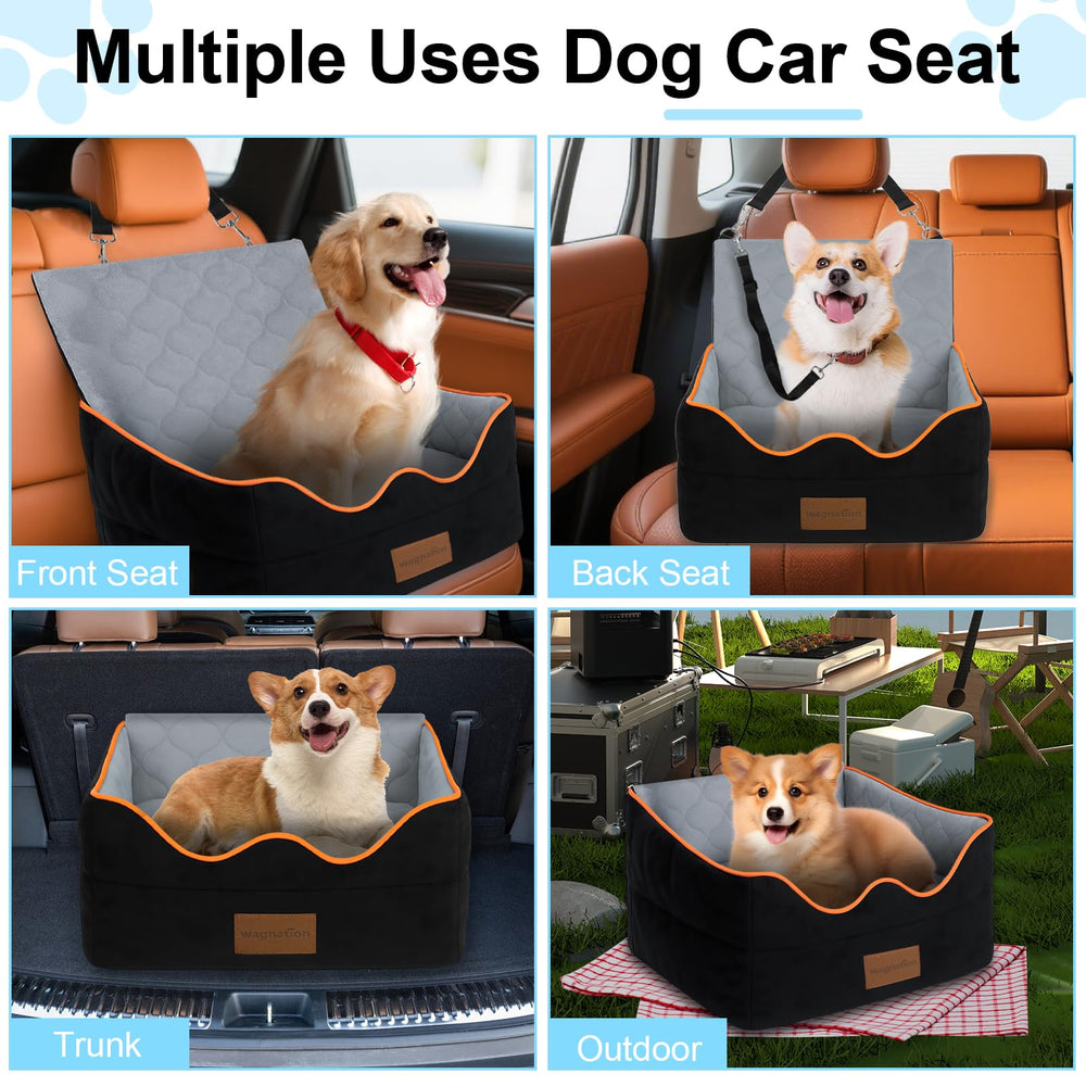 Wagnation compact size fits front or back seats for small to medium dogs
