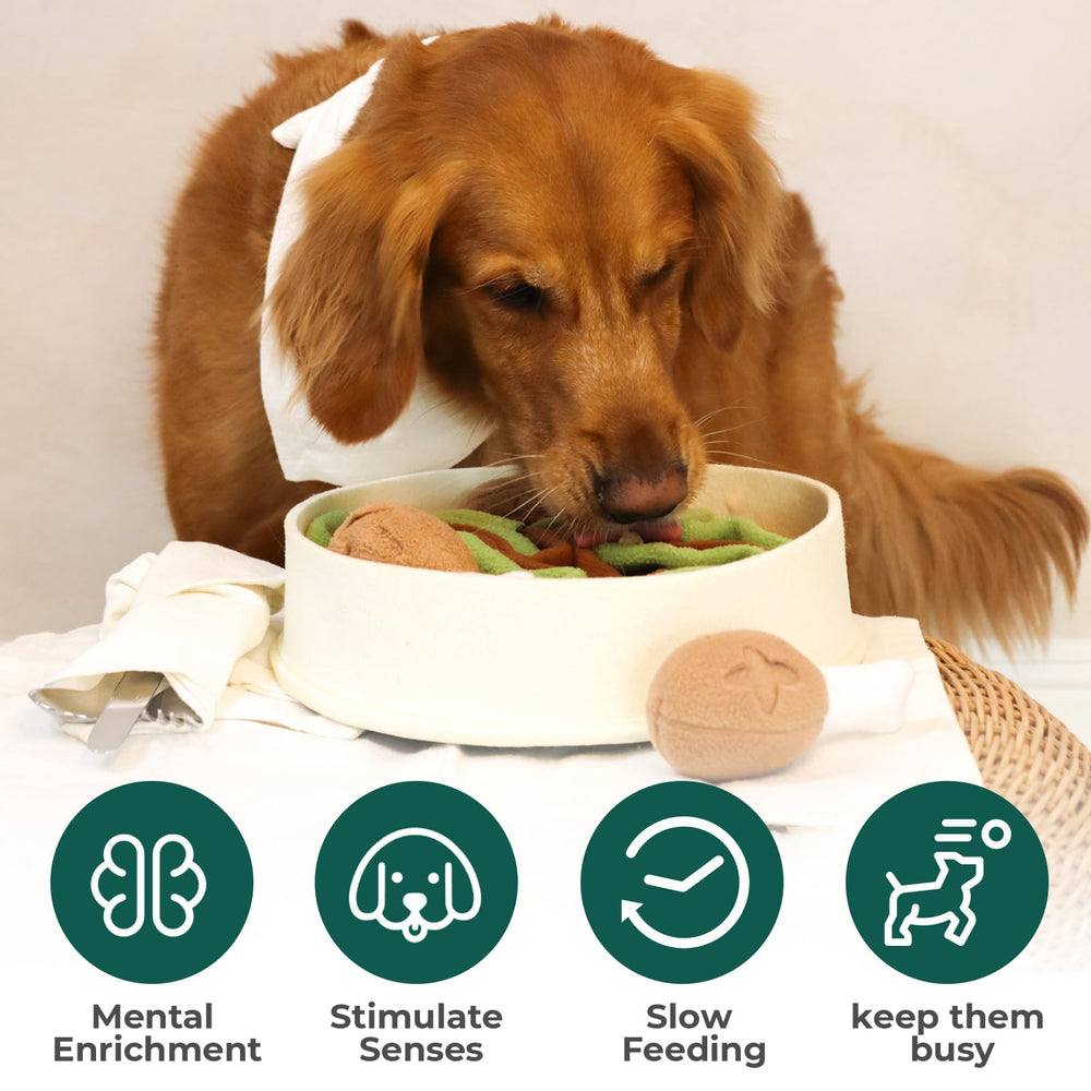 Wagorific foraging treat-dispensing toy mimicking natural foraging