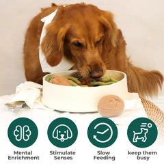 Wagorific foraging treat-dispensing toy mimicking natural foraging