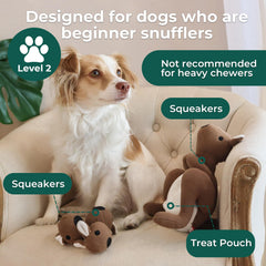 Wagorific Kangaroo Snuffle Toy plush closeup highlights soft materials for gentle mouthing