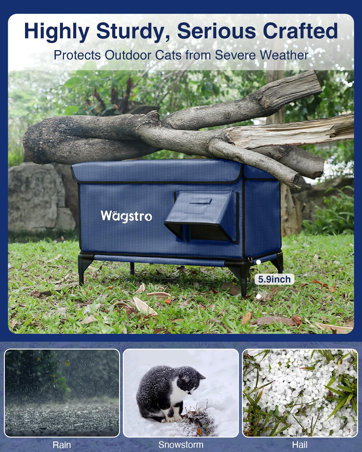 Wagstro Ex-Large Heated Cat Shelter escape door offers safe retreat from predators or harsh weather.