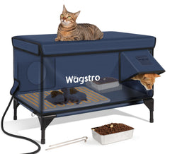 Wagstro Ex-Large Heated Cat Shelter front view for outdoor winter protection and shelter access.