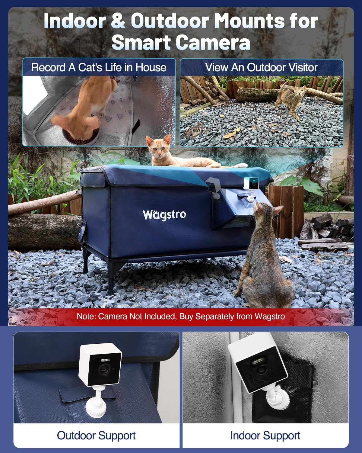 Wagstro Ex-Large Heated Cat Shelter top-open dining area keeps food warm and clean in rain or cold.