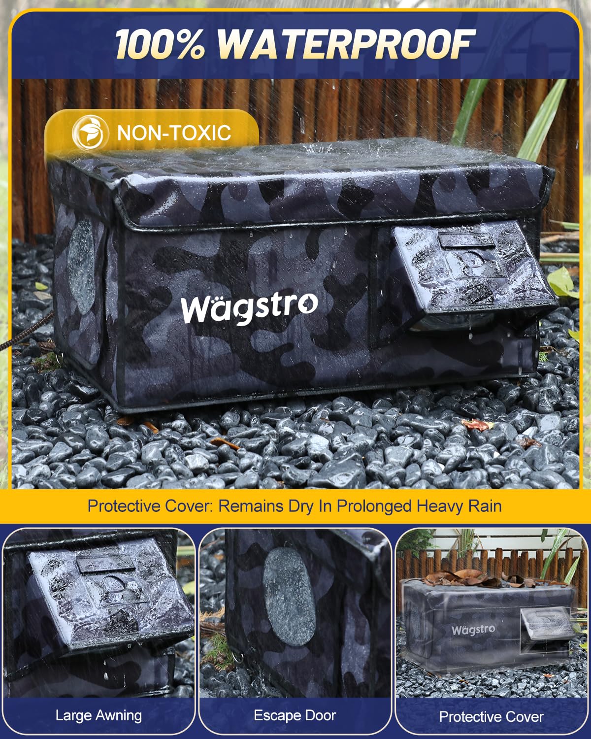 Wagstro heated cat house escape door monitoring enables safe exit and camera view