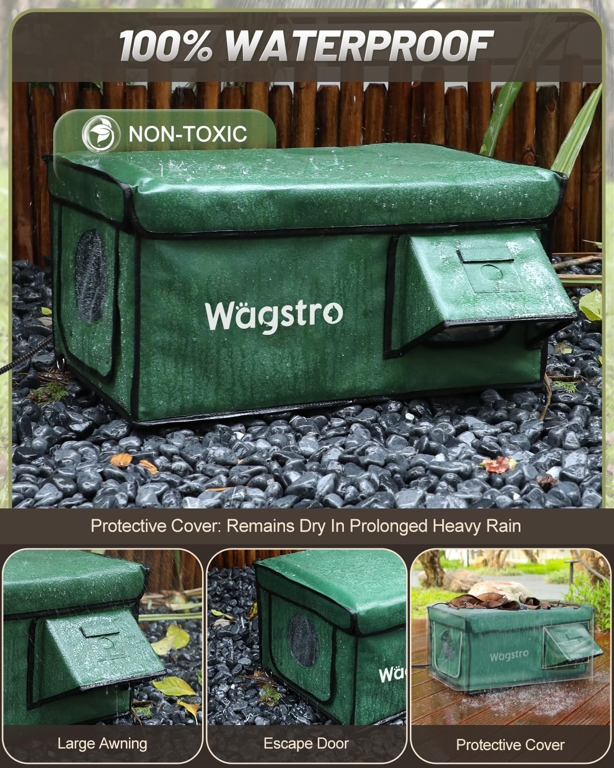 Wagstro heated cat house insulated interior keeps warmth inside for cozy cats.