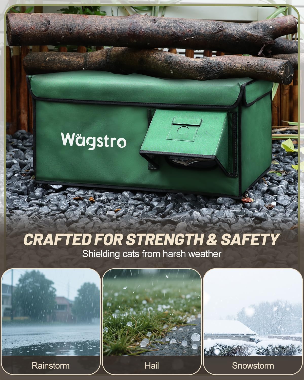 Wagstro heated cat house interior with heating pad for cozy warmth.