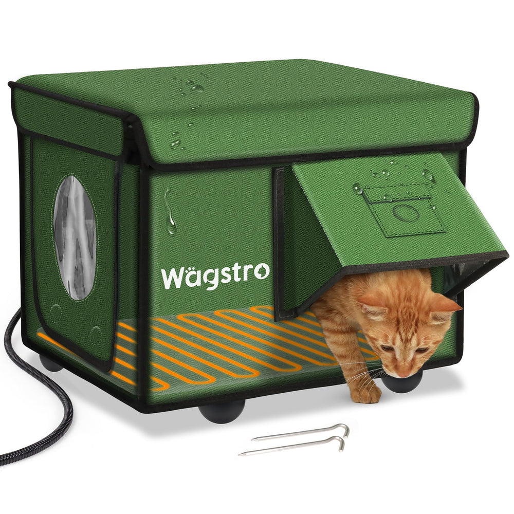Wagstro heated cat house outdoor-setup offers cozy winter shelter for outdoor cats