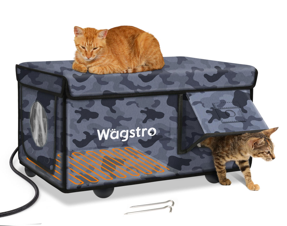 Wagstro heated cat house outdoor waterproof awning keeps outdoor cats warm in rain