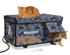 Wagstro heated cat house outdoor waterproof awning keeps outdoor cats warm in rain