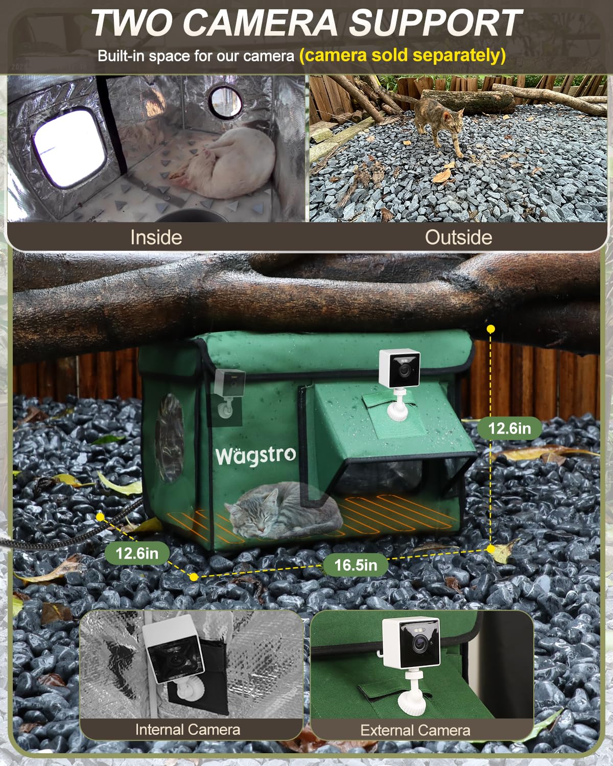 Wagstro heated cat house multiple sizes fit small to large cats for winter comfort.